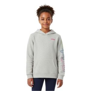 Adidas Hoodie Sweatshirt Girls XL 16 Light Gray‎ Pullover Rainbow Logo Sporty